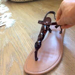 LOFT T Strap Brown Sandals